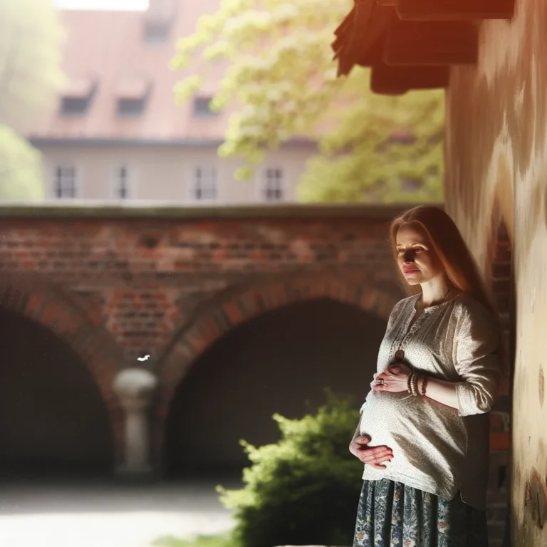 Kobieta w zaawansowanej ciąży ćwiczy na piłce gimnastycznej, co może pomóc w przygotowaniu do porodu.